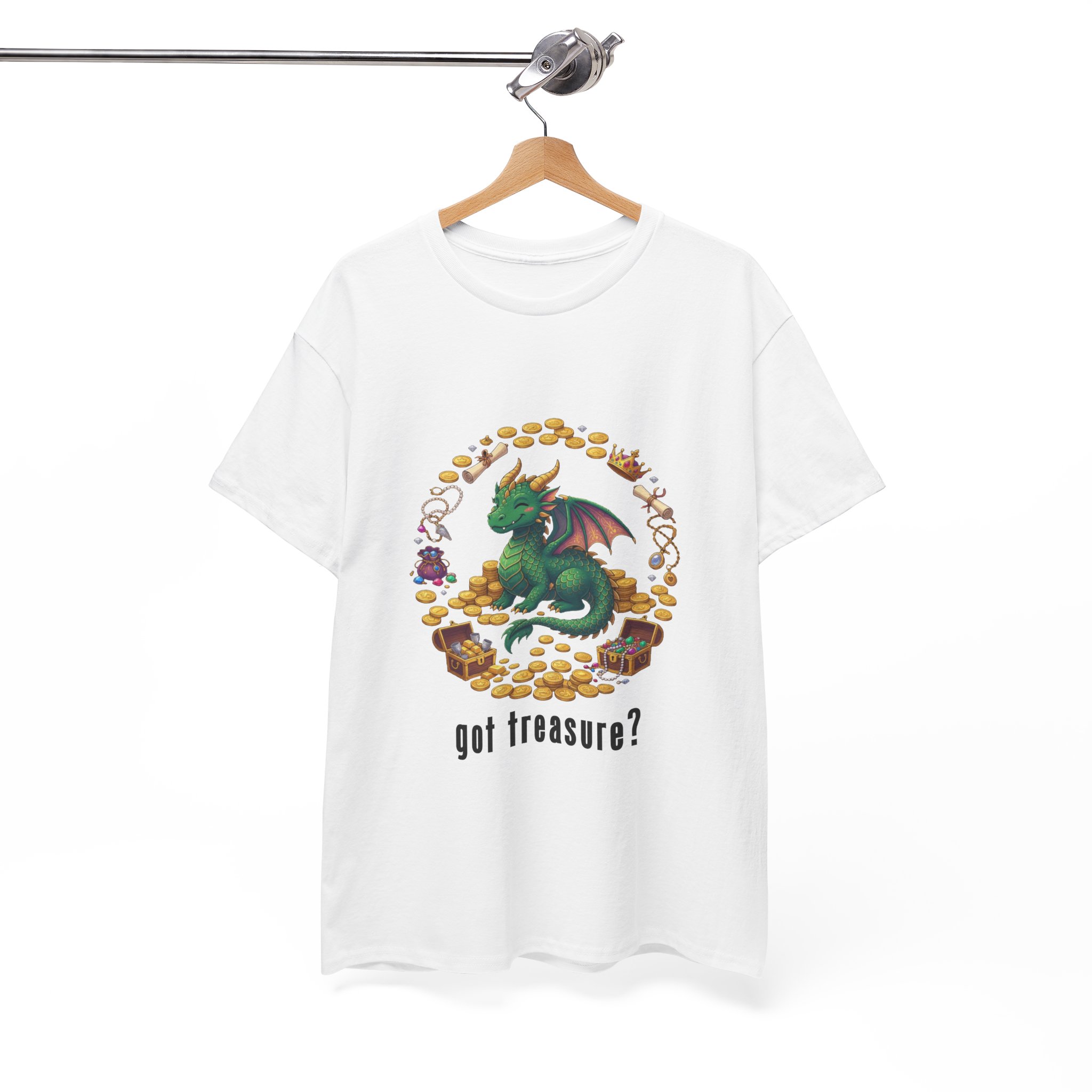 Got Treasure Dragon T-Shirt - Cute Dragon Hoard 'got treasure?' Graphic Tee - Image 15