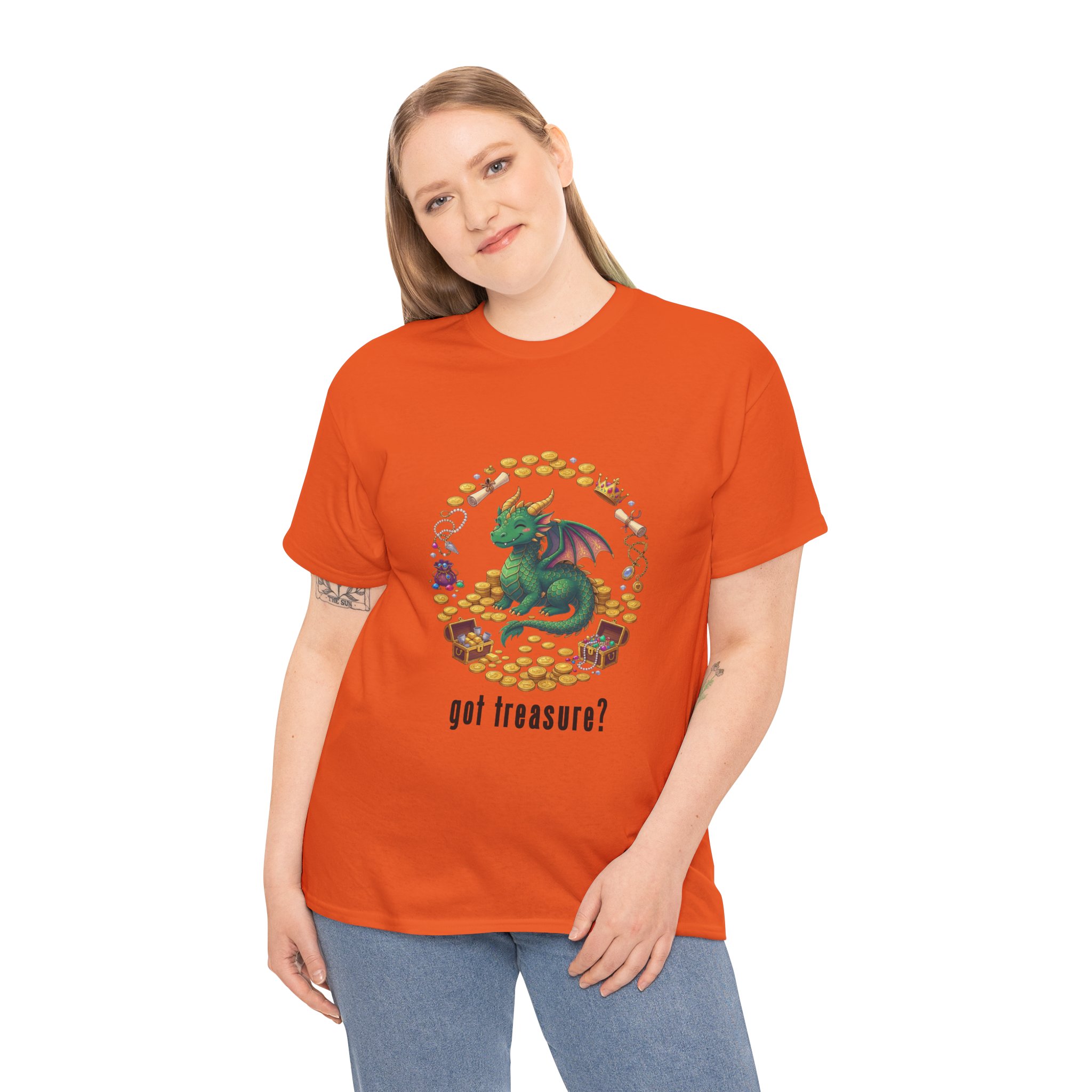 Got Treasure Dragon T-Shirt - Cute Dragon Hoard 'got treasure?' Graphic Tee - Image 5