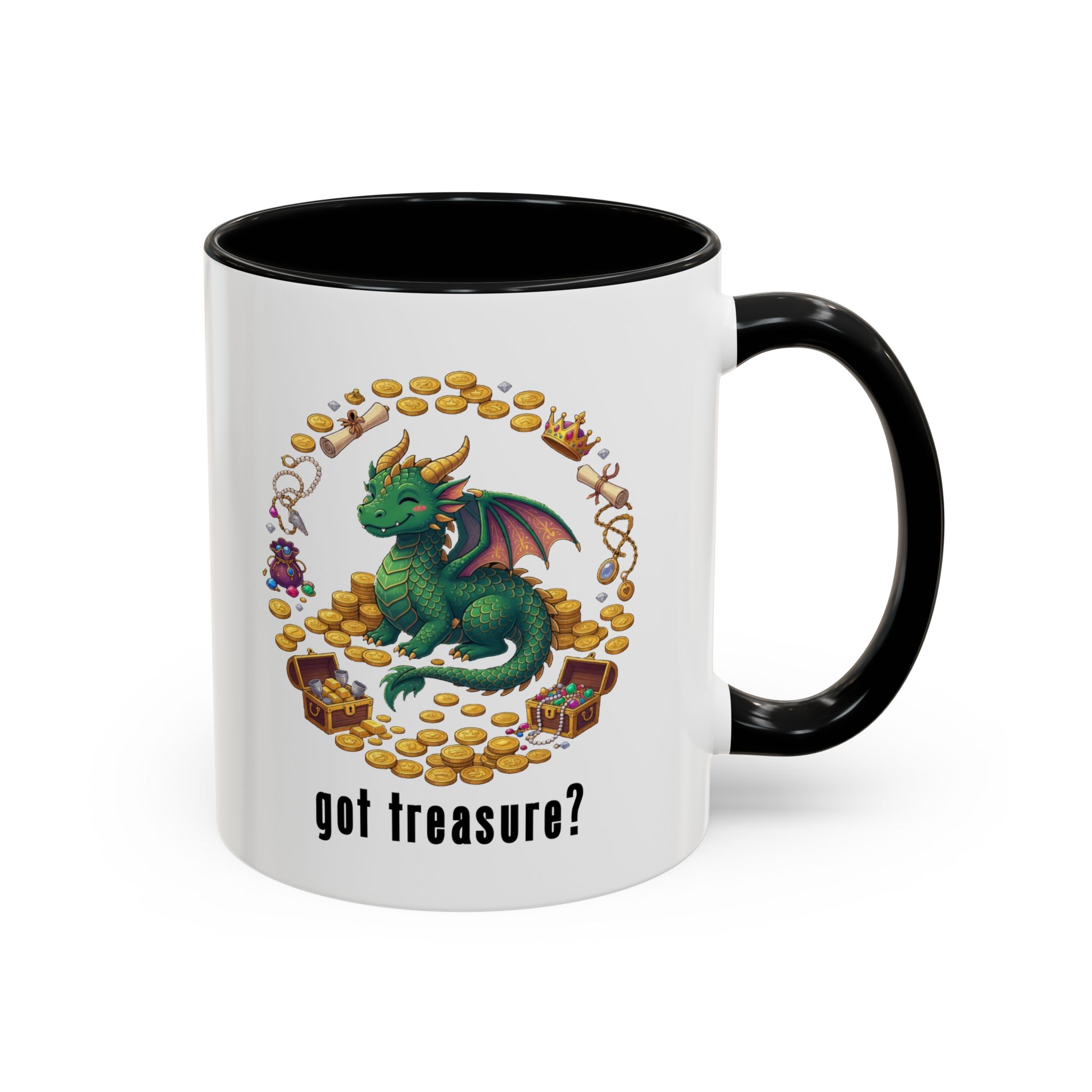 Got Treasure? Dragon Coffee Mug - Cute Fantasy Tea & Coffee Gift (11 & 15oz)