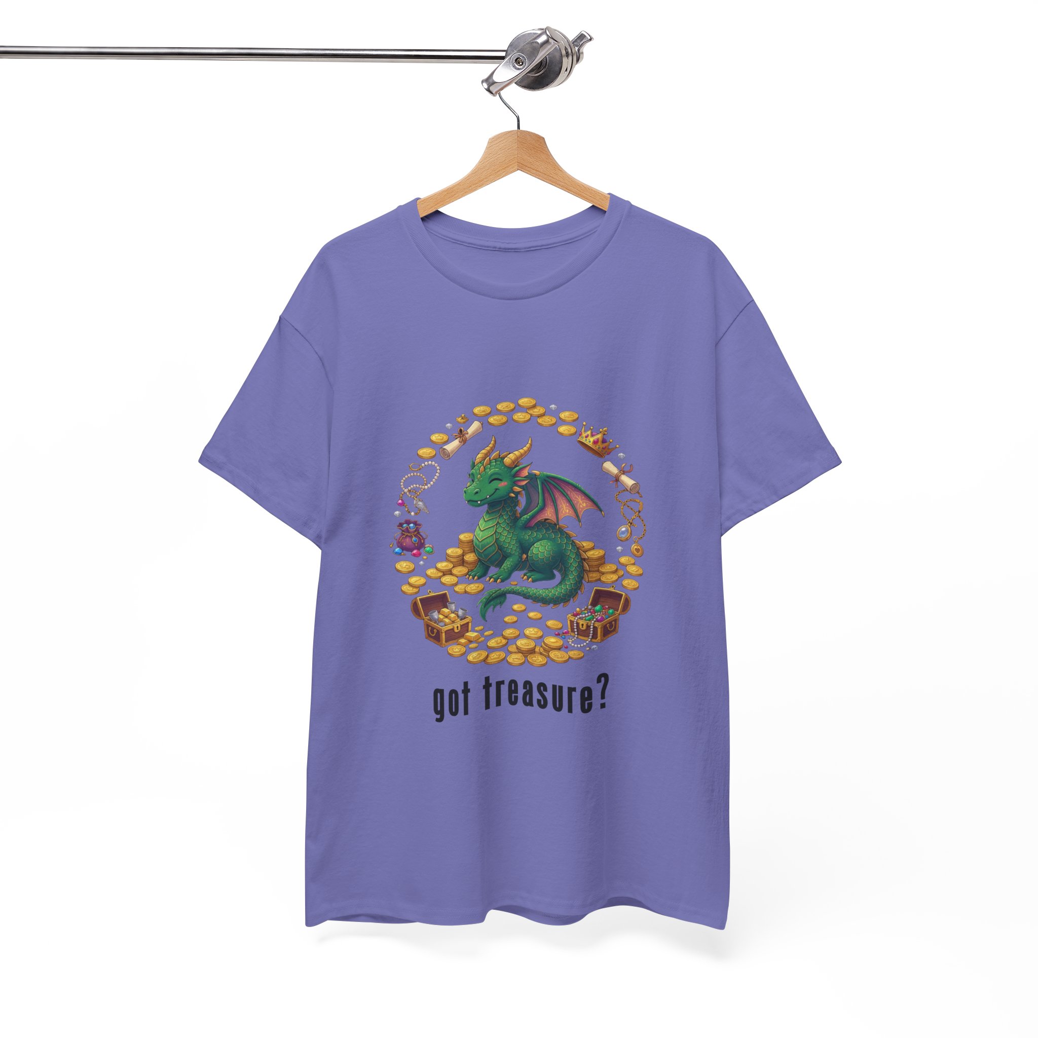 Got Treasure Dragon T-Shirt - Cute Dragon Hoard 'got treasure?' Graphic Tee - Image 20