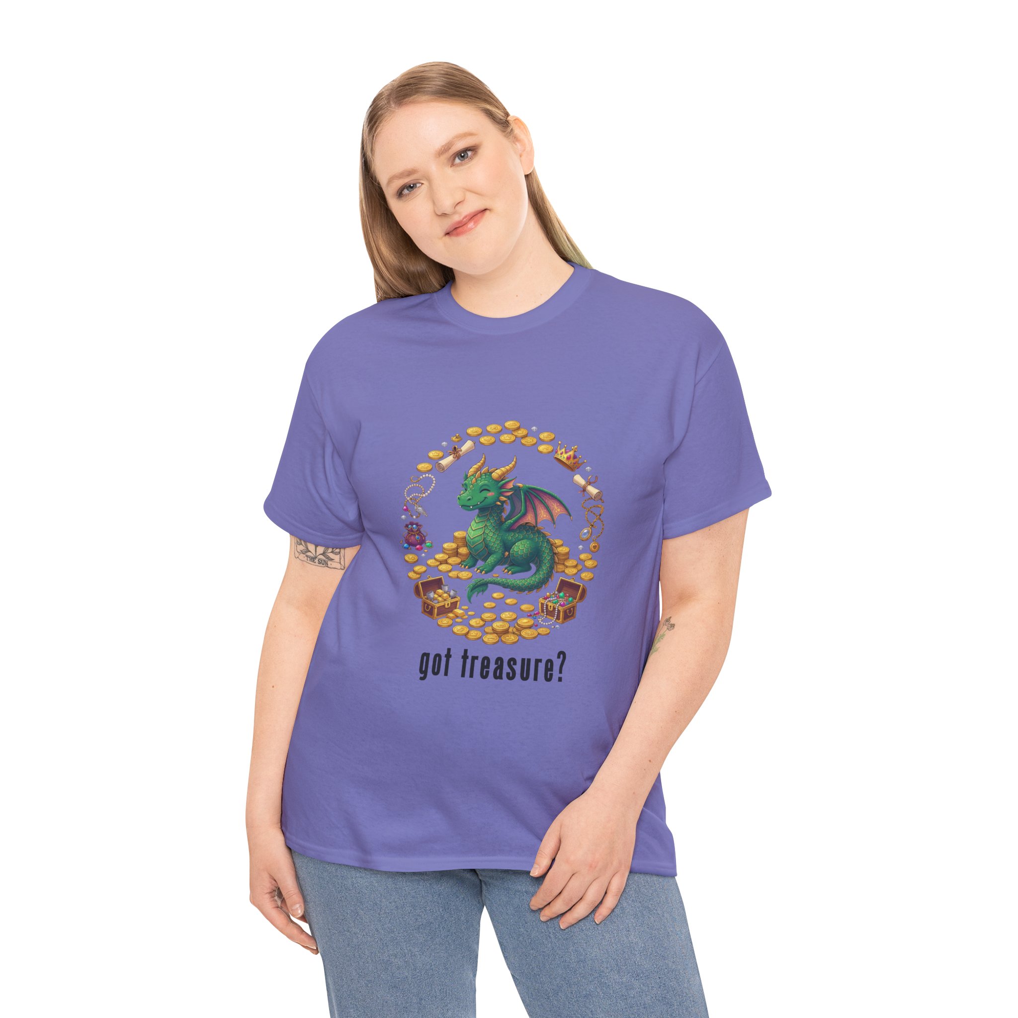 Got Treasure Dragon T-Shirt - Cute Dragon Hoard 'got treasure?' Graphic Tee - Image 19