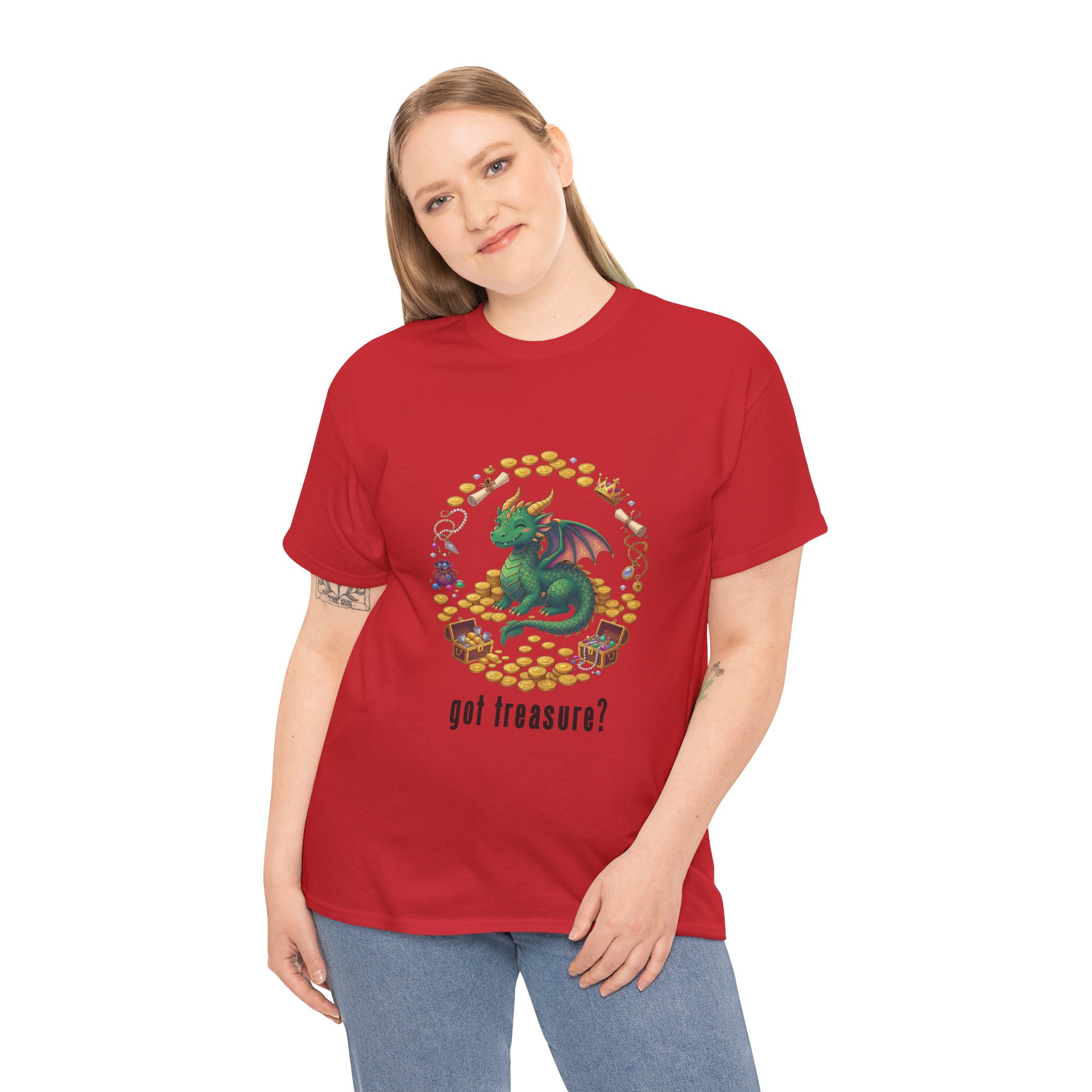 Got Treasure Dragon T-Shirt - Cute Dragon Hoard 'got treasure?' Graphic Tee - Image 11
