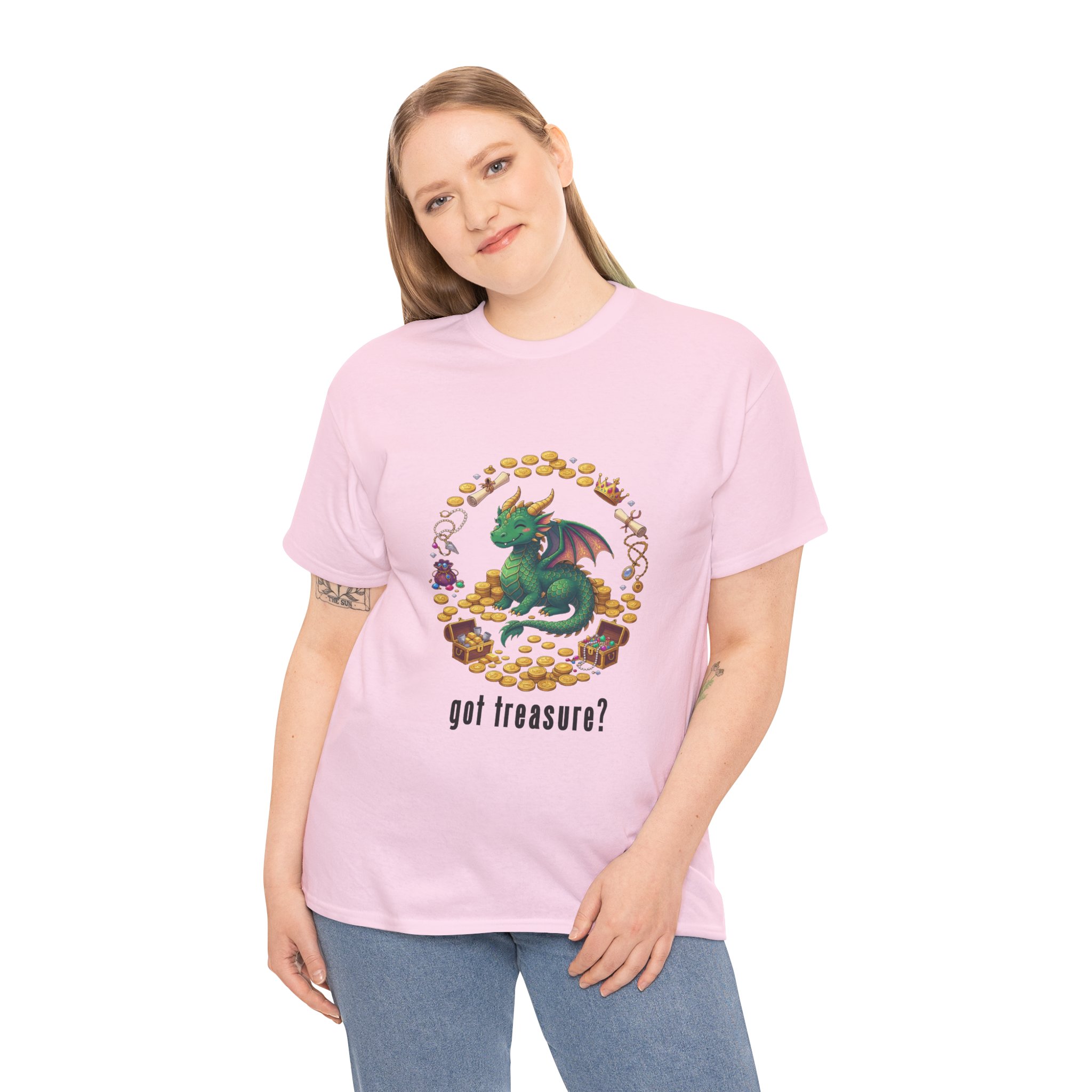 Got Treasure Dragon T-Shirt - Cute Dragon Hoard 'got treasure?' Graphic Tee - Image 8