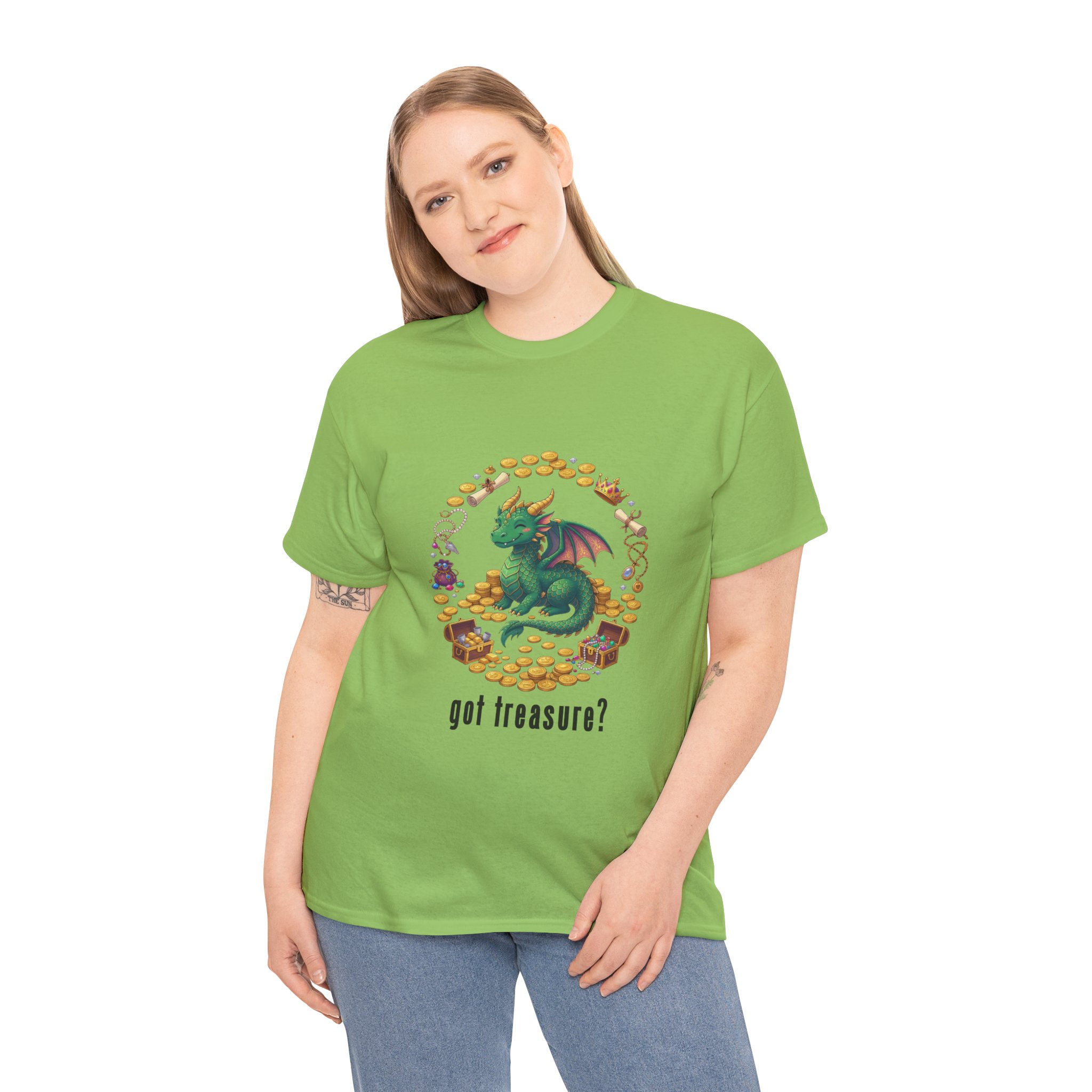 Got Treasure Dragon T-Shirt - Cute Dragon Hoard 'got treasure?' Graphic Tee - Image 17
