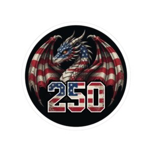 American Flag Dragon Sticker - America 250 - USA Patriotic Fantasy Decal