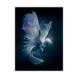 White Galaxy Dragon Poster — Fantasy Matte Vertical Wall Art